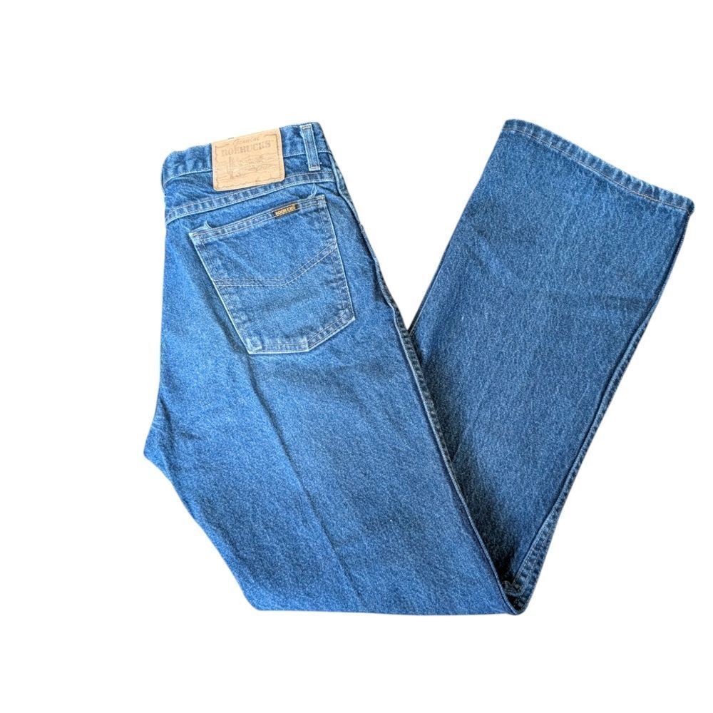 Vintage Roebucks Men's Straight Leg Blue Jeans. 100% Cotton. Size 33x32.